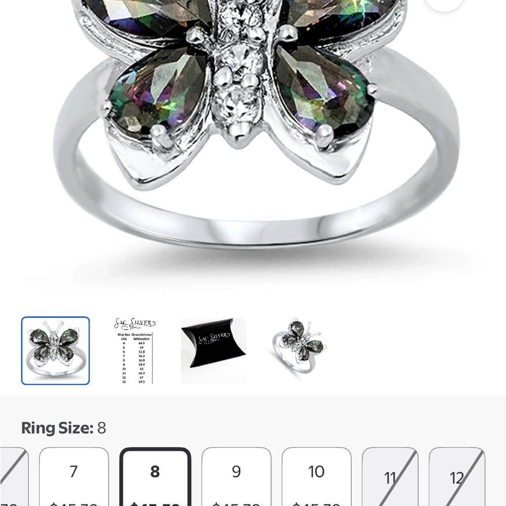 Silver Butterfly Ring 925